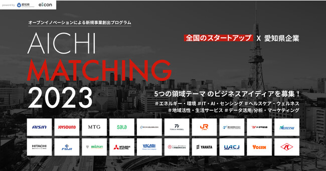 【愛知県 × eiicon】愛知県企業20社が参画決定！オープンイノベーションによる新規事業創出プログラム『Aichi Matching 2023』全国スタートアップから共創パートナー募集を開始！