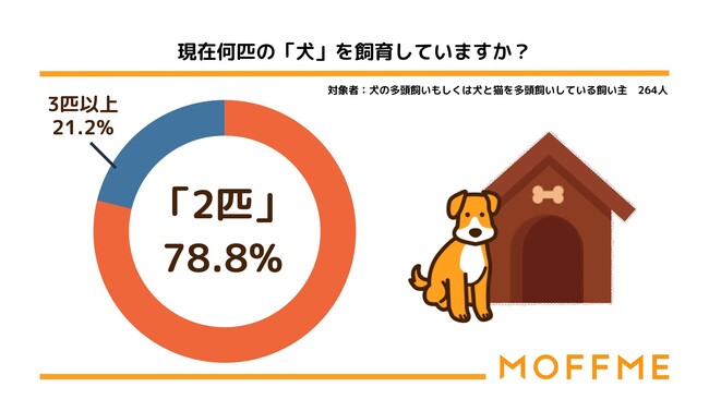 【8月26日はNational Dog Day！】犬の多頭飼育に関する調査。犬の飼育頭数1位は2匹