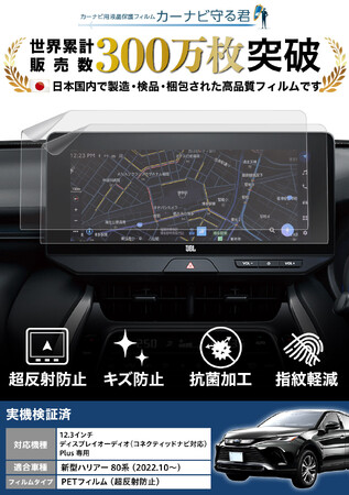新型 ハリアー 80系 (HARRIER)の12.3インチカーナビ画面を傷や指紋から守る便利グッズ「カーナビ守る君 保護フィルム」内装カスタムにおすすめのアクセサリー。納車前の準備に