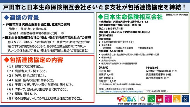埼玉県戸田市と日本生命保険相互会社さいたま支社が包括連携協定を締結します