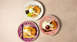 秋限定『紫芋と栗のモンブランパンケーキ』&旬のフルーツを使用したパンケーキを9/1(金)より販売！【The Blue Bell】