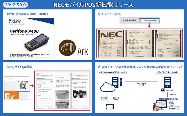 NECモバイルPOS、飲食店の新たなサービスに対応する最新バージョン(Ver2.50.0)をリリース