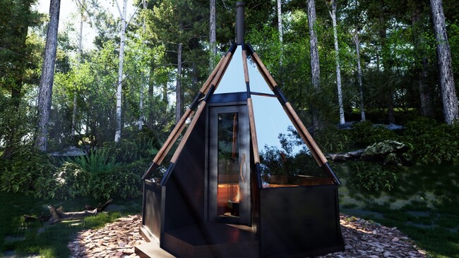 太陽と雨と炎で楽しむ「キャンプサウナ」！サウナプロデューサー松永武氏が発案、まるでアウトドアやキャンプをしているかのような新感覚サウナを「サーマルクライムスタジオ富士」に新設。報道関係者に体験会を実施