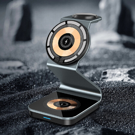 MagSafe対応：iPhone、Apple Watch、AirPodsを一気に急速充電！スタイリッシュなアルミ合金製のワイヤレス充電器「TriBolt」を「Gloture楽天ストア」で販売開始