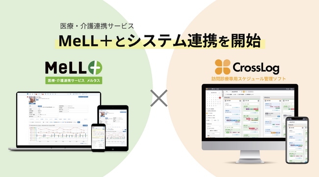 医療・介護連携サービス「MeLL＋（メルタス） 」と 訪問診療専用スケジュール管理ソフト「CrossLog（クロスログ）」のシステム連携を開始