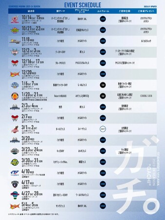 2023-24シーズン 全試合の節テーマ・アリーナグルメテーマ等決定!!