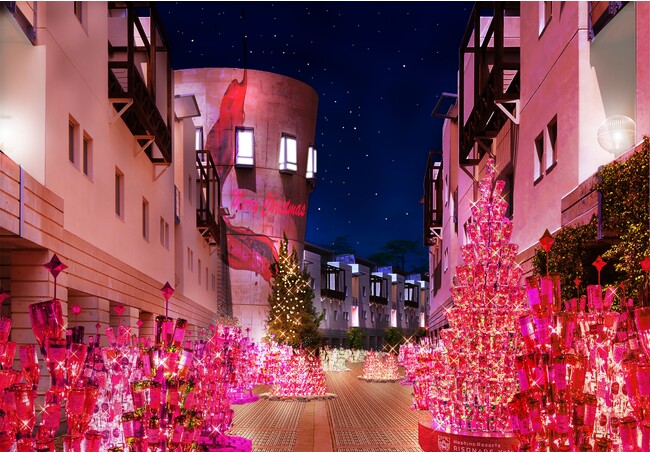 【星野リゾート　リゾナーレ八ヶ岳】夜空の下に1万2千本のワインボトルが輝く「ワインリゾートクリスマス2023」開催｜期間：2023年12月1日～25日
