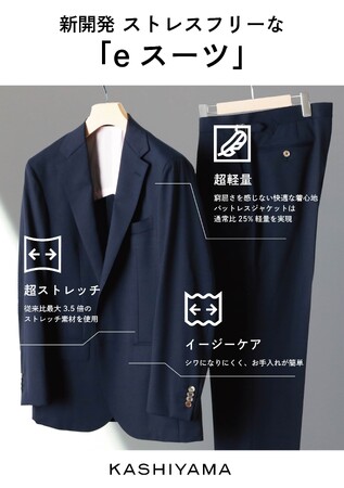 『KASHIYAMA』新開発商品”ストレスフリーなオーダーメイド”『eスーツ』を販売スタート！