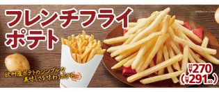 欧州産ポテトのシンプルな美味しさを味わうポテト　フレンチフライポテト９月８日（金）新発売