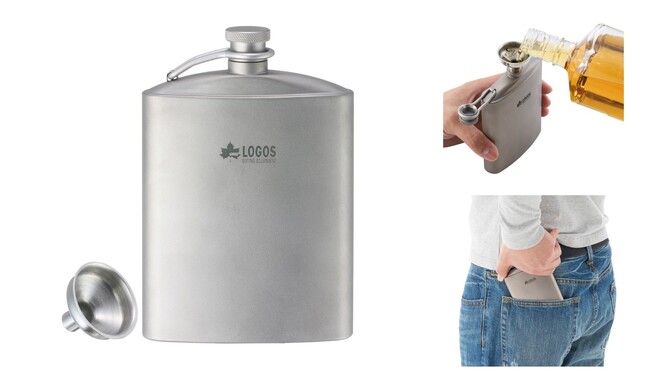 軽量小型で持ち運びラクラク！お酒の味に影響を与えにくいチタン製スキットル「LOGOS チタンスキットル」新発売！
