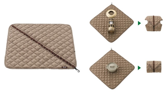 陶器やランタンなどの持ち運びも安心！中綿入りの生地で包んで守る「クッションキルト風呂敷」 新発売！