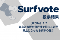 【飛び恥】！？「東京と大阪を飛行機で飛ぶことが禁止になったら何が心配？」Surfvote投票結果