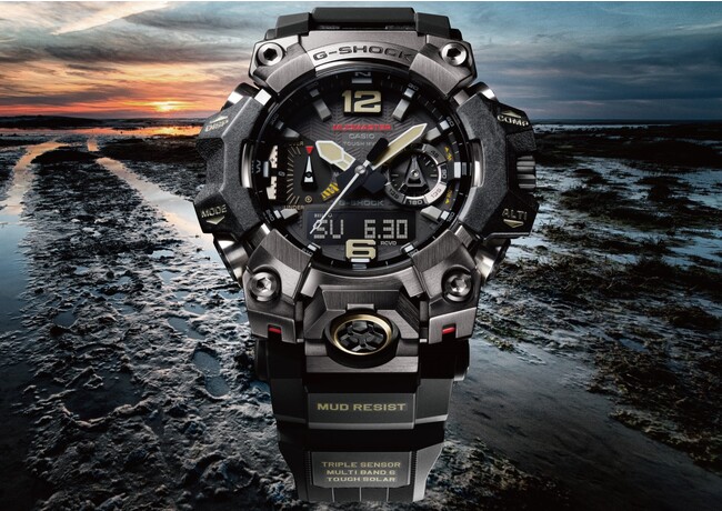 堅牢なメタル外装を採用した防塵・防泥構造の“G-SHOCK”