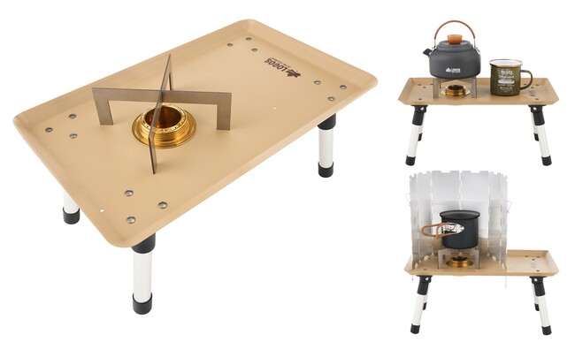 バーナー装着＆専用ゴトクで料理用コンロに変身！スチール製で丈夫な「アルコールバーナー用テーブル」新発売！