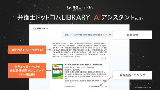 日本初※のAIを搭載した弁護士用書籍検索サービス「弁護士ドットコムLIBRARY AIアシスタント（α版）」を提供開始