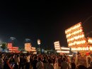 原池公園には久世地区のだんりじが一堂に集まり、合同で曳行します。＝2022年10月1日撮影