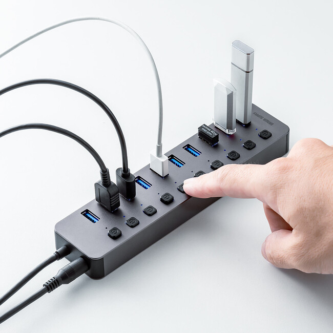 Type-A1本から10ポートに増設できるセルフパワーUSBハブを発売