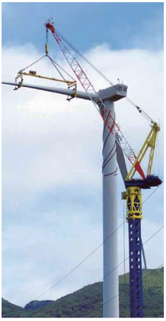風車建設用タワークレーン　レンタル開始