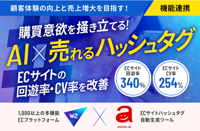 W２、台湾発のAI（人工知能）によるハッシュタグ自動生成ツール「awoo AI」との連携を開始　購買意欲を掻き立てる