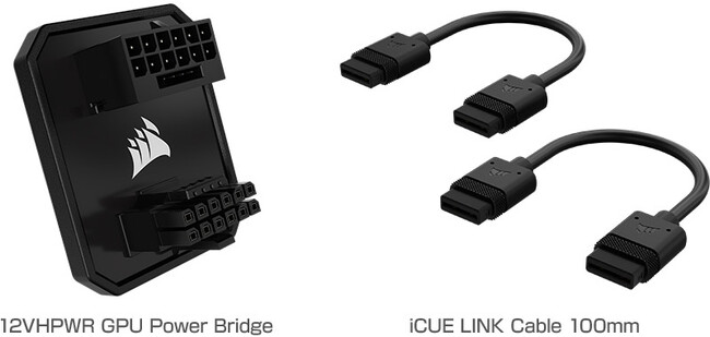 CORSAIR社製、グラフィックボードの補助電源ケーブル用アダプター「12VHPWR GPU Power Bridge」、iCUE LINKケーブル「iCUE LINK Cable 100mm」を発表