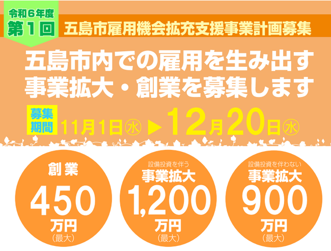令和6年度第1回五島市雇用機会拡充支援事業計画を募集します
