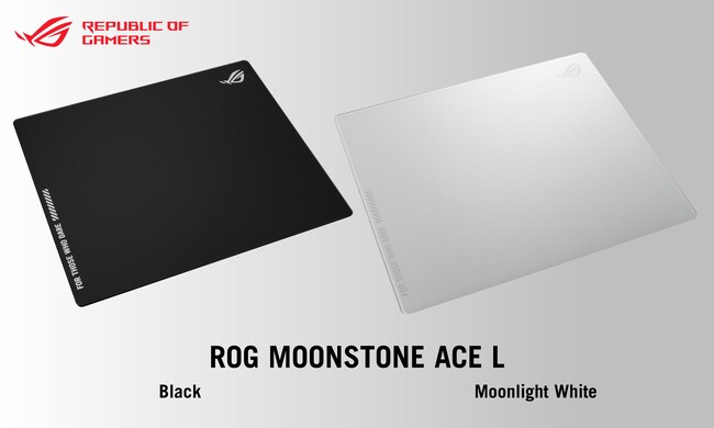 ASUSのゲーミングブランドRepublic Of Gamersより、初の強化ガラスを使用した大型のゲーミングマウスパッド「ROG MOONSTONE ACE L」を発表