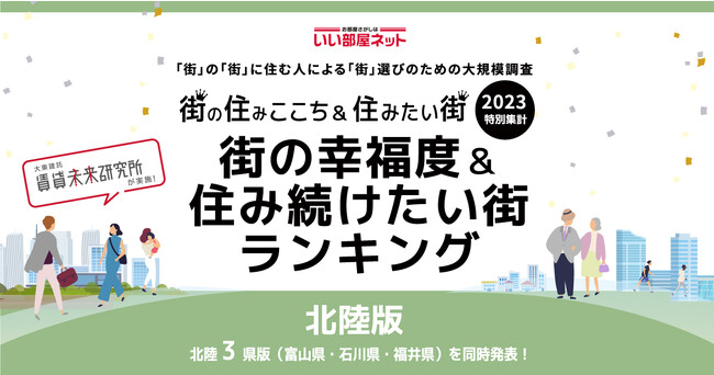 いい部屋ネット「街の幸福度 ＆ 住み続けたい街ランキング２０２３＜石川県版＞」（街の住みここちランキング特別集計）発表
