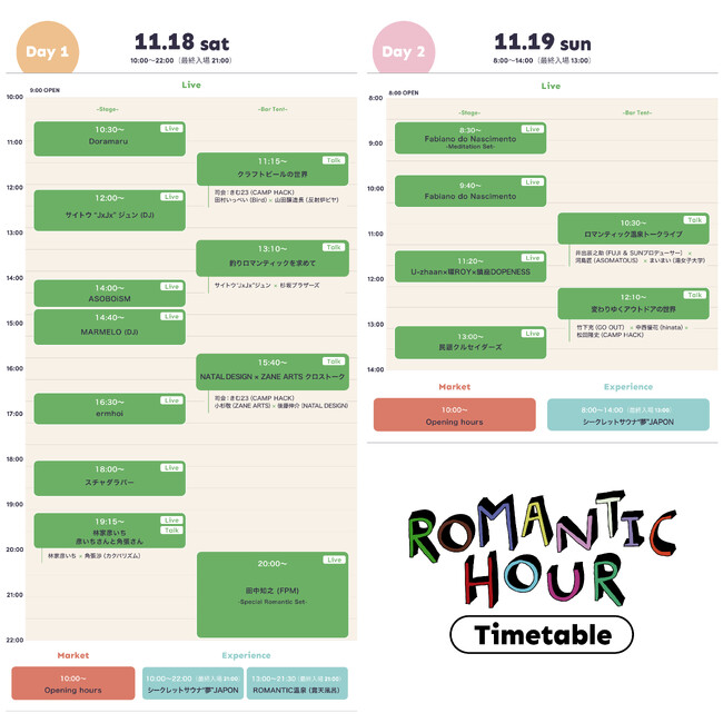 音楽、アウトドア、ファッション、フード&ドリンク... 富士の麓に広がる全面芝生のオートキャンプ場が、大人にとって“カルチャーの交差点”となる「ROMANTIC HOUR ’23」タイムテーブル解禁！