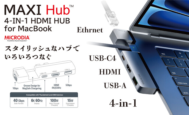 MICRODIA 新製品発表　MAXIHub 4-in-1 HDMIでMacBookの拡張性が一層向上