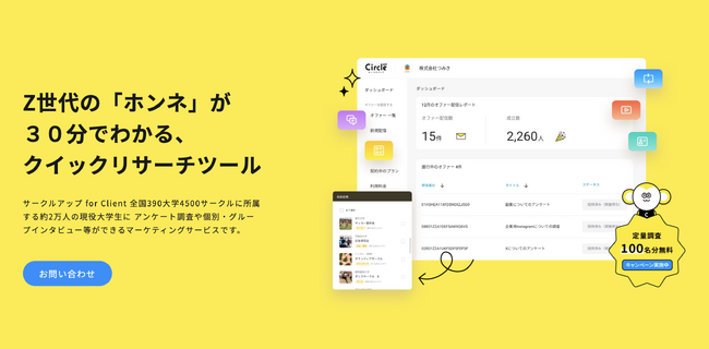 先着10社限定。Z世代3,000人に無料で調査し放題！サークルアップが1ヶ月使い放題キャンペーンを発表。