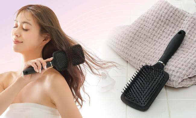 毎日のドライヤー時間の短縮に!新発想の珪藻土入りヘアブラシ!