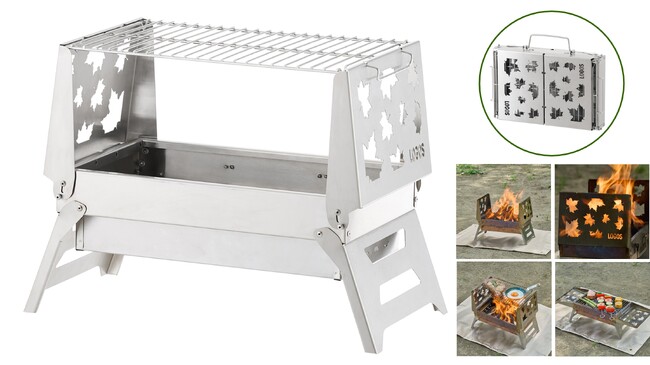 開くだけの簡単セットアップ！BBQやMAKIBI料理も楽しめる！オールステンレス製の万能ファイヤーベース「たき火BBQベース」新発売！