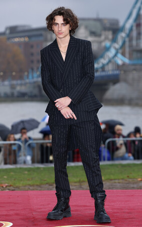 【Alexander McQueen】ティモシー・シャラメ：「ウォンカとチョコレート工場のはじまり」のフォトコールでアレキサンダー・マックイーンを着用