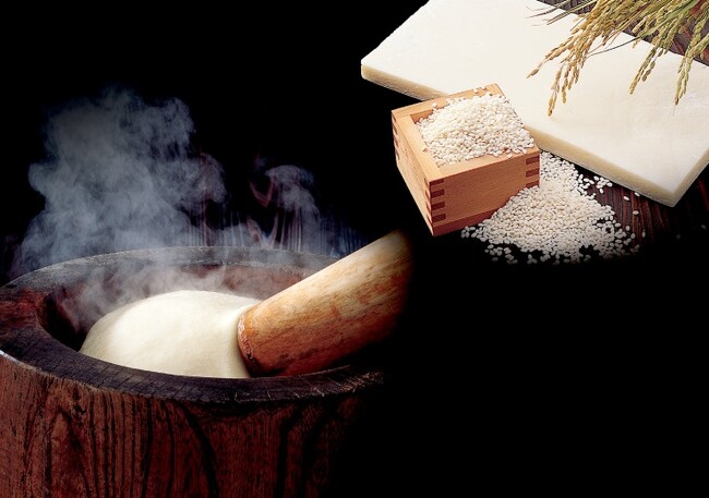 「朝作り」で つきたての正月餅