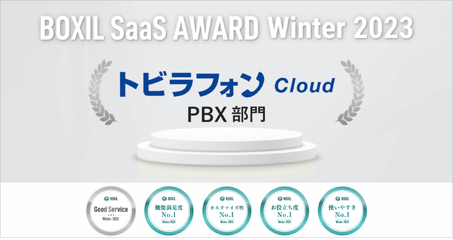 トビラフォン Cloud、「BOXIL SaaS AWARD Winter 2023」PBX部門で「Good Service」ほか4つのNo.1に選出