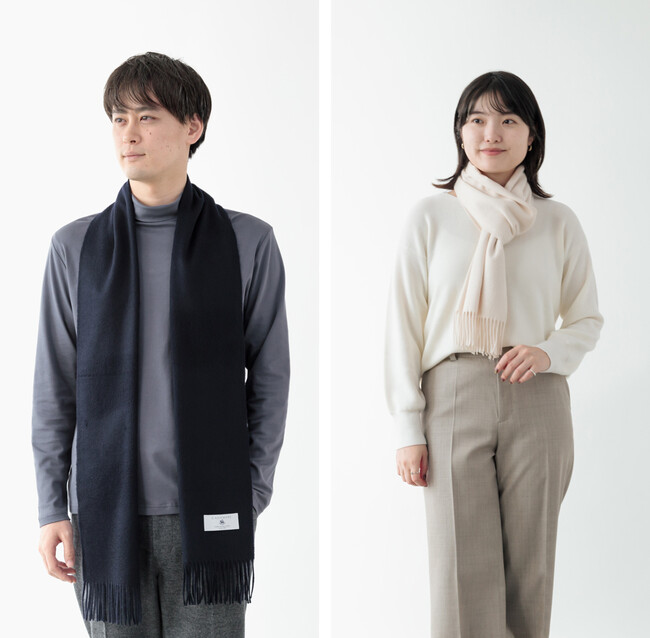 カシミヤといえば大阪「深喜毛織」。ふわふわ起毛の新作カシミヤ100％マフラー登場！