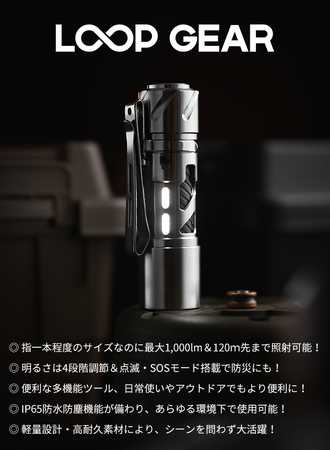 指一本程度のサイズで超強力な明るさを実現！ミニ懐中電灯「LOOP GEAR」