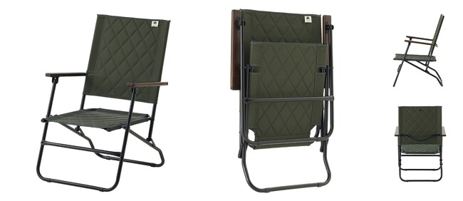 スポンジ入りで座り心地抜群なキルティング生地＆ハイバック仕様！薄型収納の折りたたみ式ローチェア「ハイバック・UKスタイルチェア」新発売！