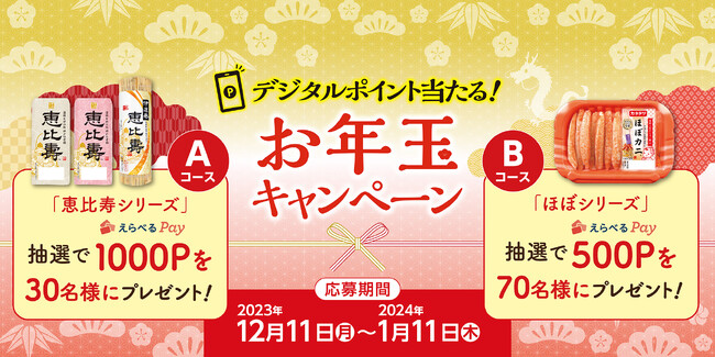 新春のお祝いと感謝を込めて、えらべるPayが当たるお年玉キャンペーンを実施！