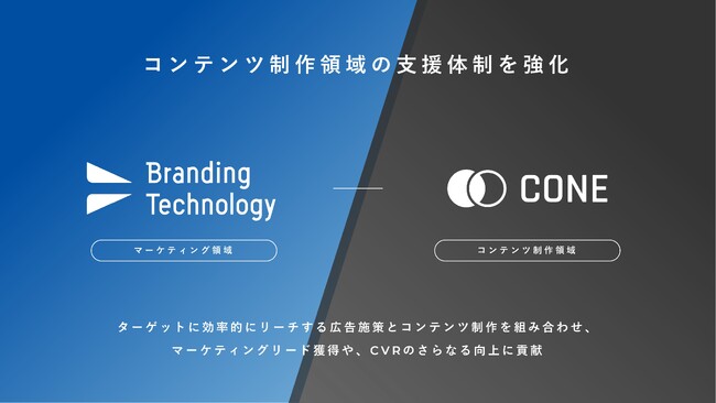 ブランディングテクノロジー、コンテンツ制作を行うCONE（コーン）と業務提携～広告、コンテンツ、SEO、各種制作を横断した高効率の実行支援を～