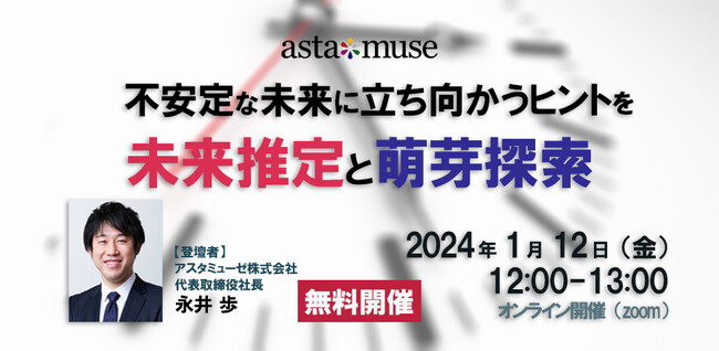 ビジネスに活かせる“正しい未来予測”がテーマの無料ウェビナー「不安定な未来に立ち向かうヒントを ～未来推定と萌芽探索～」を1月に再開催