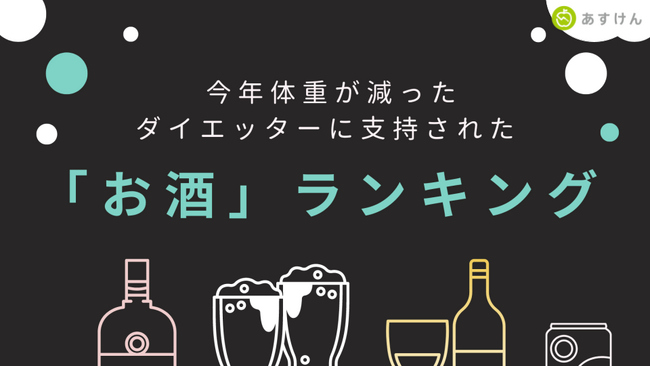 クリスマス・忘年会・新年会などパーティーシーズンに知っておきたい、今年体重が減ったダイエッターに支持された「お酒」ランキング