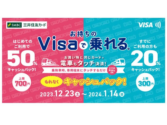 三井住友カード、大阪・福岡エリアで「Visaでピッとタッチ！～年末年始キャンペーン～」を開催