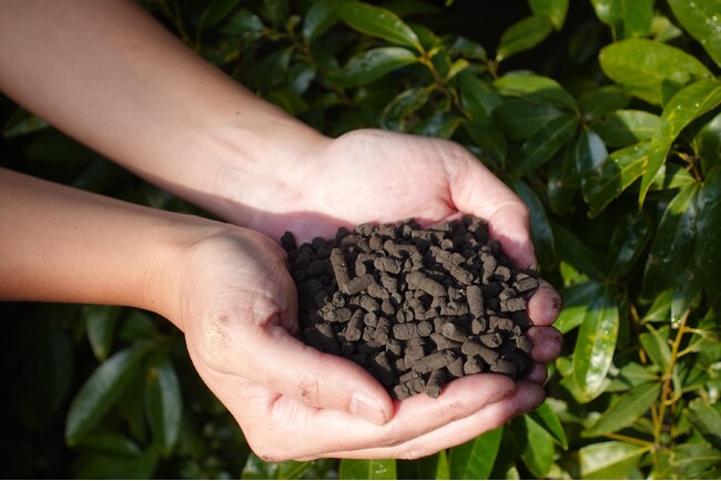 「ビール酵母細胞壁」由来資材を添加し、窒素含有量を高めた汚泥肥料を開発