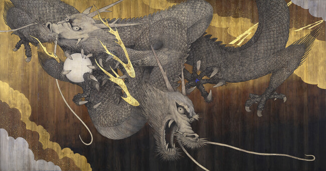 初公開！奉納に先駆けて「東叡山寛永寺根本中堂奉納天井絵《叡嶽双龍》」をご披露いたします。日本橋三越本店で手塚雄二展を開催。