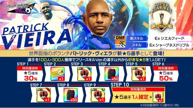 『プロサッカークラブをつくろう! ロード・トゥ・ワールド』フランスのスーパースターが新★5選手として登場する“SUPER STAR FES LEGEND”開催！