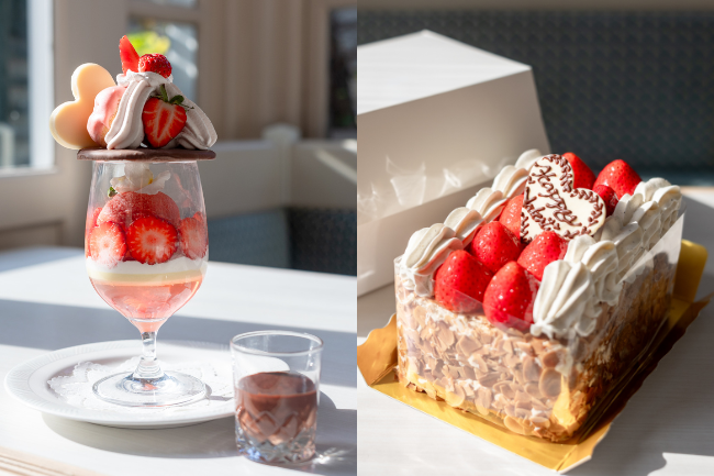 【VMG HOTELS & UNIQUE VENUES】国産いちごを贅沢に味わえるサントノーレパフェと、名店「銀座マキシム・ド・パリ」の味を受け継いだミルフィーユがバレンタインの特別仕様で登場