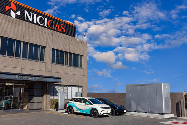 蓄電池型EV充電器をニチガスの営業所に商用車専用として納入