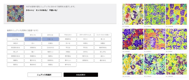 人の感性に基づいた柄を生成AIが提案、豊島が「ｎ感性AIシステム：VIRTUAL STANDARD(TM) AI-PATTERN」を発表