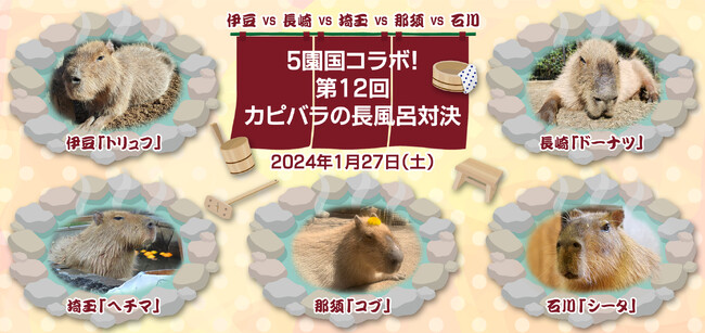 「第12回 カピバラの長風呂対決」2024年1月27日（土）開催決定！